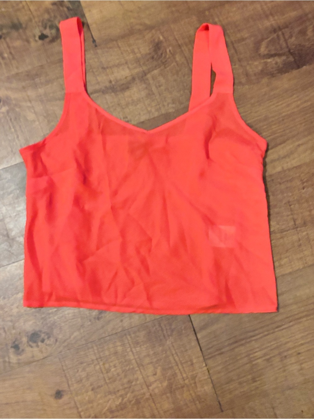 Covington Bright Coral Square Neck Crop Tank